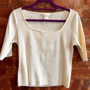 H&M Ribbed boatneck mid-sleeve top